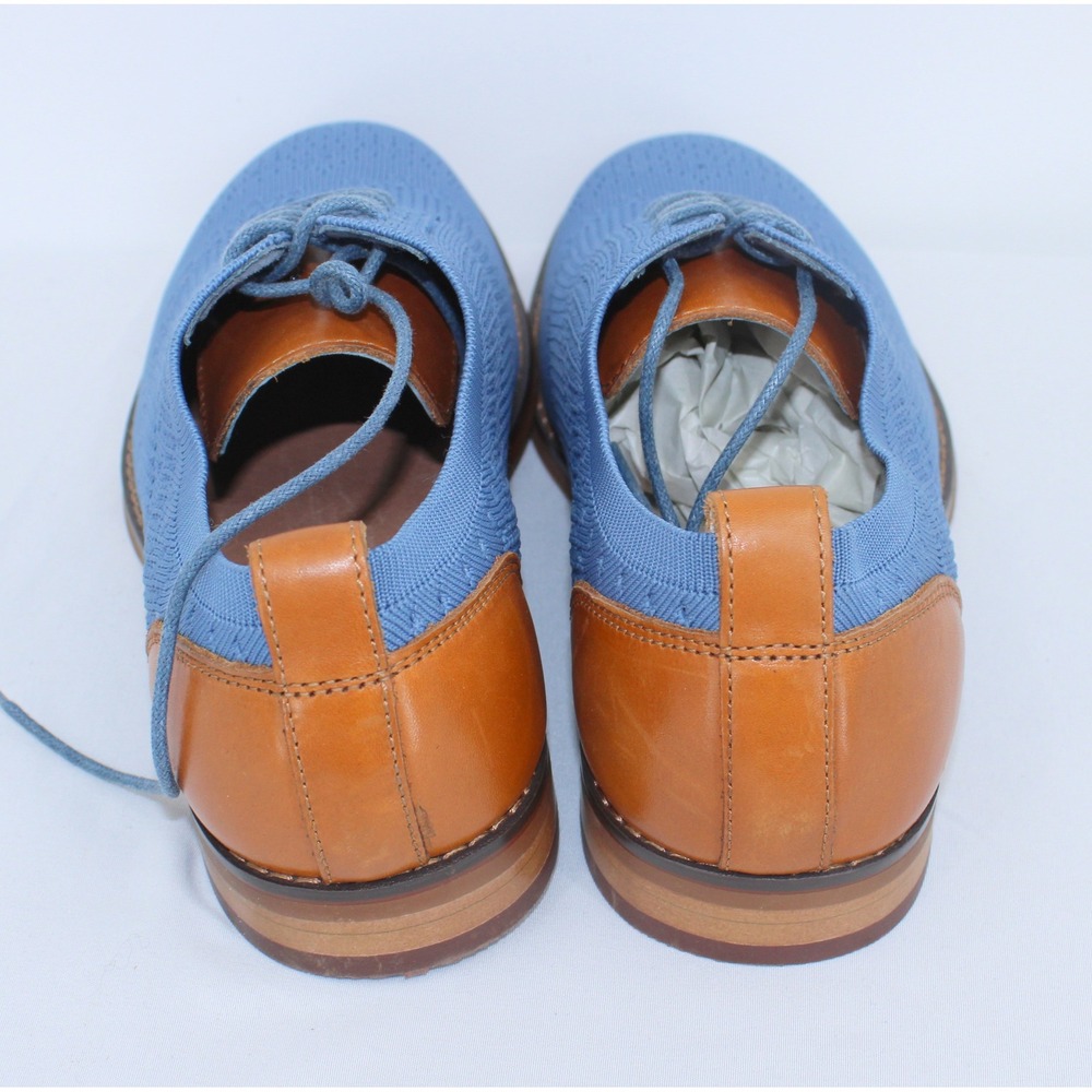 Moretti Gold Label Ashland II Light Blue Knit & Leather Wingtip Oxfords - Picture 3 of 8